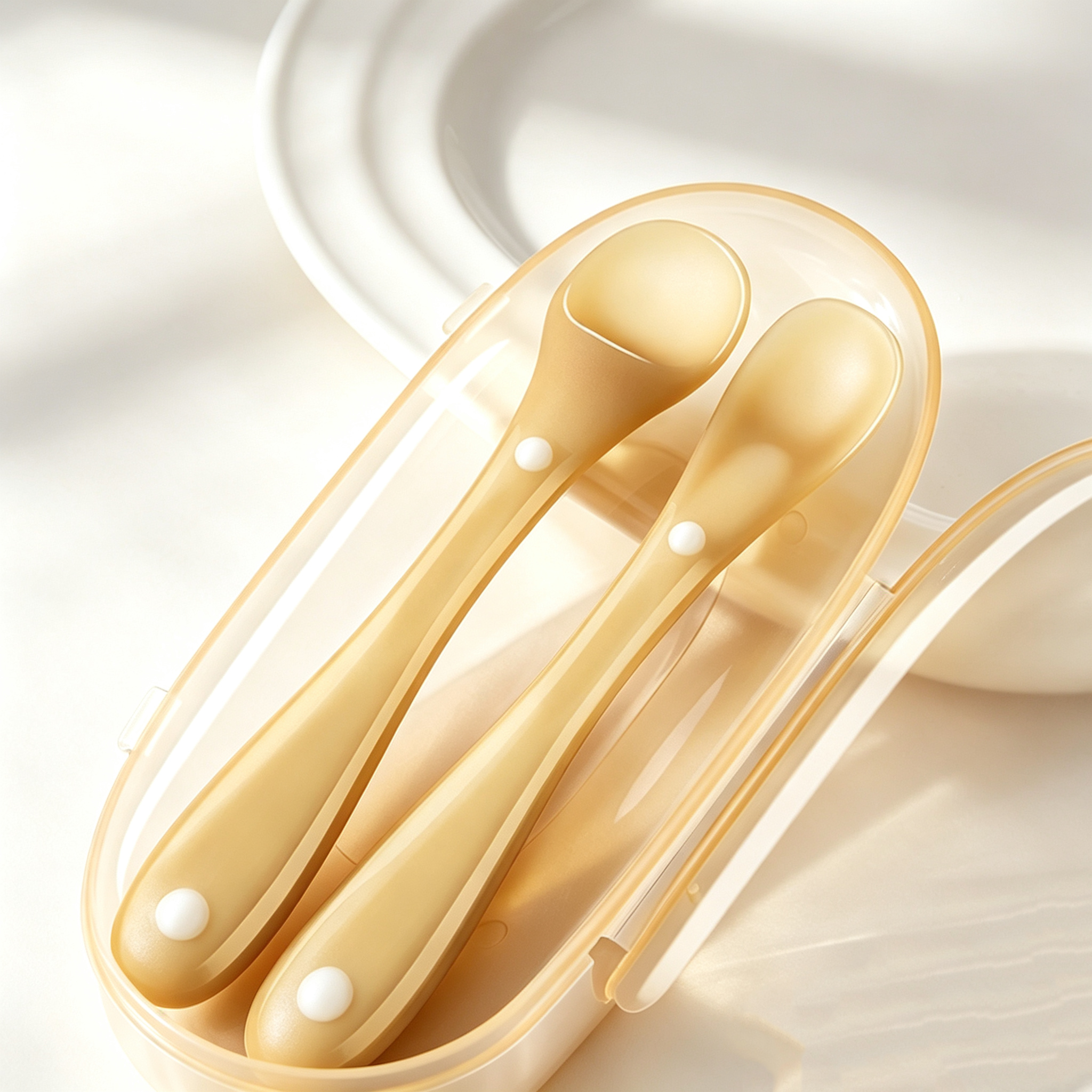 Newborn Soft Silicone Feeding Spoons, BPA Free Baby Food Spoon for 0-36 Months, Infant Feeding Utensils with Dust-Proof Storage Box